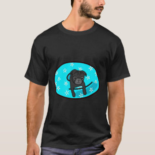 Zwarte Pug in Blauwe Binnenband 818 T-shirt