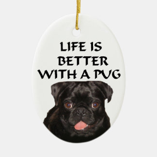 zwarte pug keramisch ornament