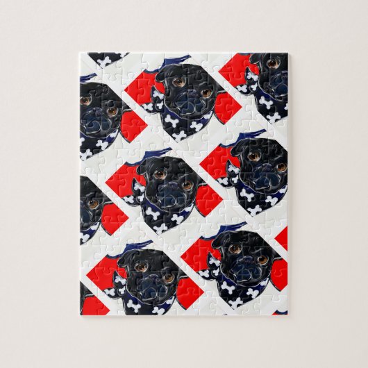 Zwarte Pug Legpuzzel (Verticaal)