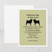 Zwarte Pug Silhouettes Wedding Announding Kaart (Voorkant / Achterkant)