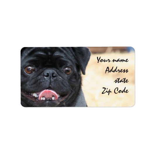 Zwarte pug-verzendlabels etiket (Voorkant)