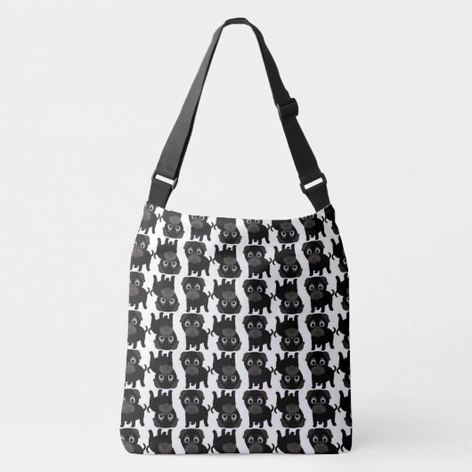 Zwarte pugs crossbody tas (Voorkant)