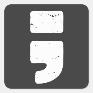 Zwarte Puntkomma Symbool in Nood Vierkante Sticker