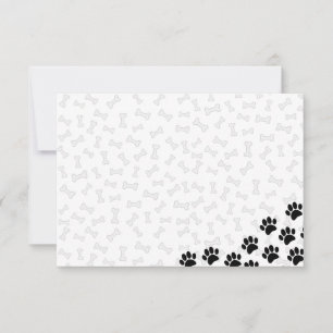 Zwarte Puppy Pootafdrukken en Botten Custom Notitiekaartje