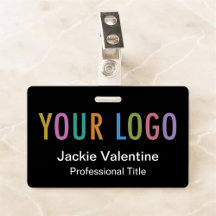 Zwarte PVC Naam Badge met Logo Clip Reel Lanyard
