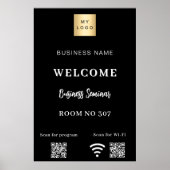 Zwarte QR code business logo seminarruimte wifi Poster (Voorkant)