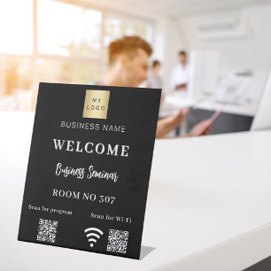 Zwarte QR code business logo seminarruimte wifi Reclamebord Met Voetstuk