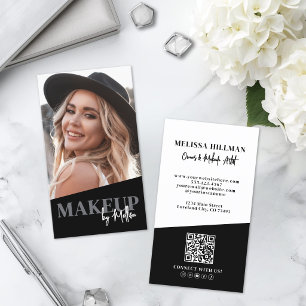 Zwarte QR-code Foto Make-up Verticaal Visitekaartje