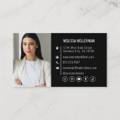 Zwarte QR-code Moderne professionele foto uw Logo Visitekaartje (Achterkant)