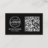 Zwarte QR-code Moderne professionele foto uw Logo Visitekaartje (Voorkant)