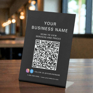 Zwarte QR-code scannen om te verbinden Reclamebord Met Voetstuk