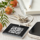 Zwarte QR Code Sleutelhanger Acryl Custom Logo Squ (Voorkant Rechts)