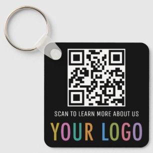 Zwarte QR-code-sleutelhanger met aangepast logo va Sleutelhanger