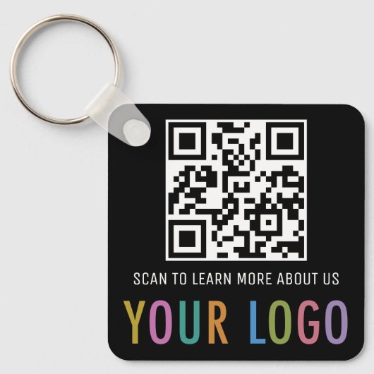 Zwarte QR-code-sleutelhanger met aangepast logo va Sleutelhanger (Voorkant)