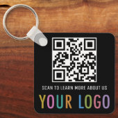 Zwarte QR-code-sleutelhanger met aangepast logo va Sleutelhanger (Voorkant)