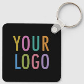 Zwarte QR-code-sleutelhanger met aangepast logo va Sleutelhanger (Achterkant)
