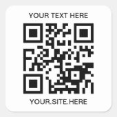 Zwarte QR-code Vierkante Sticker (Voorkant)