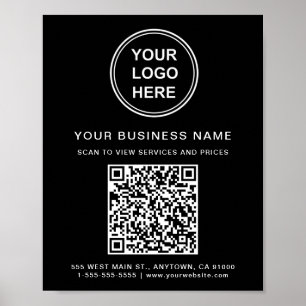 Zwarte QR-code voor bedrijfslogo Poster