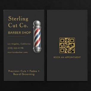 Zwarte QR-code voor herenkapper Visitekaartje