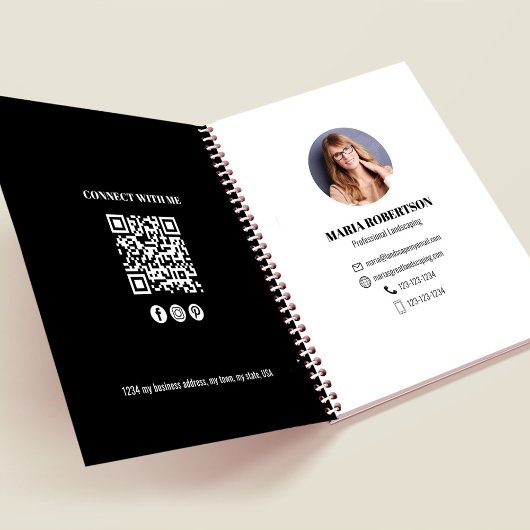 Zwarte QR-code voor professionele fotobedrijven Notitieboek