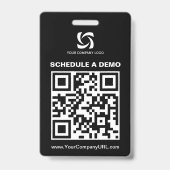 Zwarte QR-code website beurs bord Badge (Achterkant)