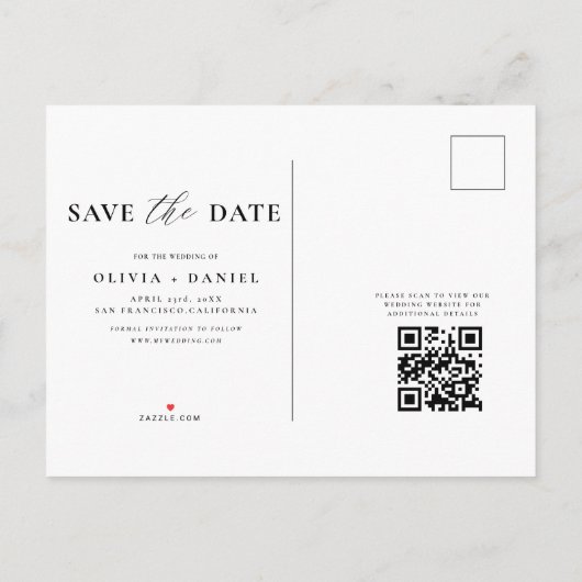 Zwarte QR-code Wildflower Bloemen bruiloft Aankondigingskaart (Achterkant)