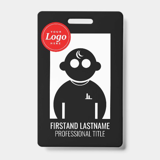 Zwarte QR-gecodeerd V2-personeelsbadge Badge (Voorzijde)