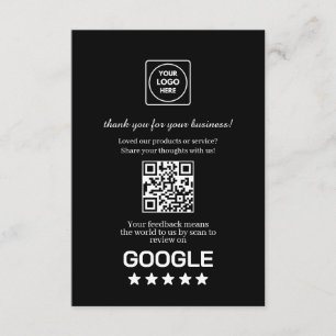 Zwarte QR Google Review & Beoordelingslink Informatiekaartje