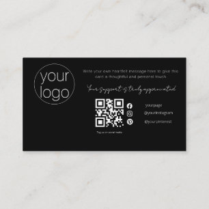Zwarte QR-kaart met logo voor kleine bedrijven als Visitekaartje