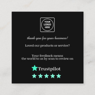 Zwarte QR Review Card voor vertrouwd feedback Vierkante Visitekaartje