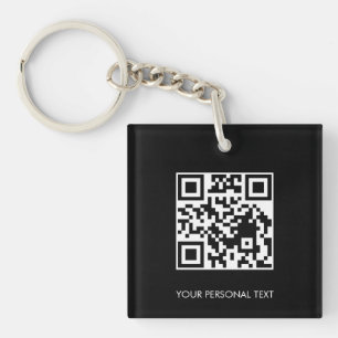 Zwarte QR-website-link professioneel merkdesign Sleutelhanger