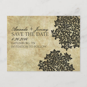  zwarte Queen Anne's Lace Save the Date Aankondigingskaart