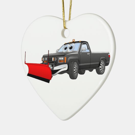 Zwarte R sneeuwschuiver pick-up Cartoon Keramisch Ornament (Links)