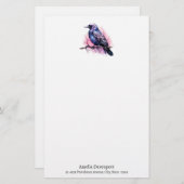 Zwarte raaf op een tak illustratie briefpapier (Voorkant / Achterkant)