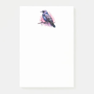 Zwarte raaf op een tak illustratie post-it® notes