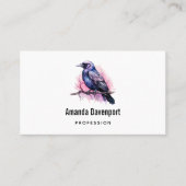 Zwarte raaf op een tak illustratie visitekaartje (Voorkant)