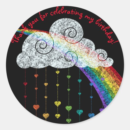 ZWARTE RAINBOW CLOUDS DANK U KINDEREN STICKER (Voorkant)