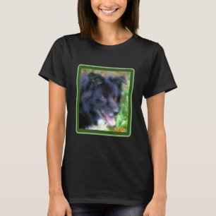 Zwarte rand Collie Dog Art Fotoschildering T-shirt