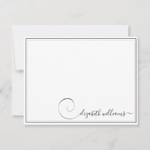 Zwarte-rand handgeschreven kalligrafie notitiekaartje