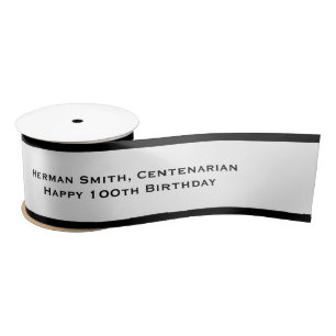 Zwarte rand - Jouw tekst herhaald - zwart/wit Lint