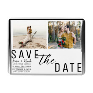 Zwarte rand overlay foto save the date bruiloft magneet