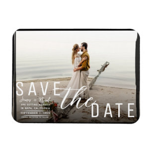 Zwarte rand overlay foto save the date bruiloft magneet