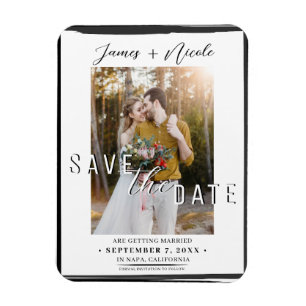 Zwarte rand-overlay foto save the date bruiloft magneet