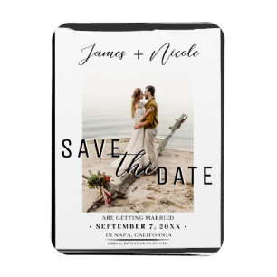Zwarte rand overlay foto Save the Date Huwelijk Magneet