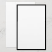 Zwarte rand Randen Solid White Achtergrond Briefpapier (Voorkant / Achterkant)