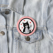 Zwarte Rand rode Stippen Ronde Button 7,6 Cm (In situ)