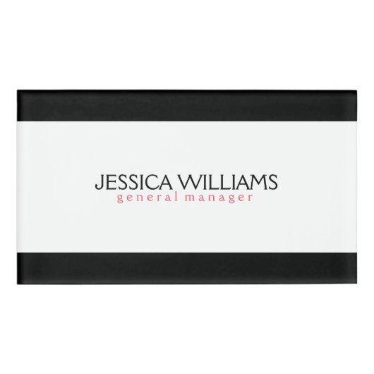 Zwarte rand witte achtergrond naambadge (Voorkant)