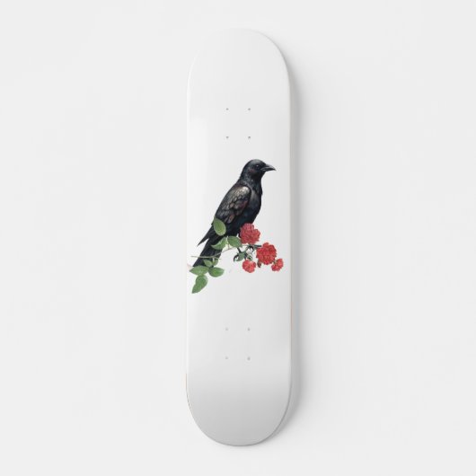 Zwarte Raven & Rode Rozen Skate Deck (Voorkant)