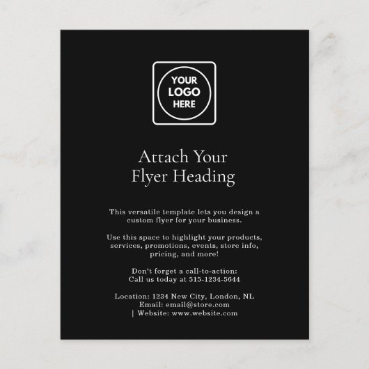 Zwarte reclamebrochure | Aangepaste minimale bedri Flyer (Voorkant)