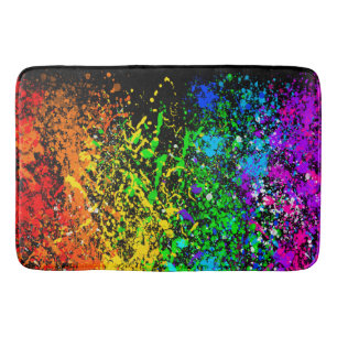 Zwarte Regenboog Kleur Verf Spatten Kleurrijk Badmat